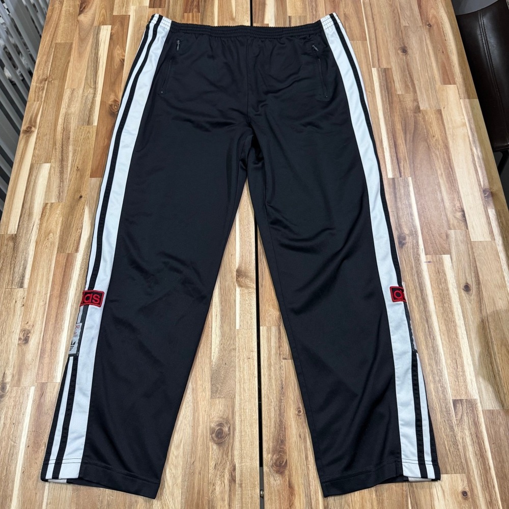 Adidas Tearaway Snap Track Pants Mens Size M Black Vintage 3 Stripes Breakaway